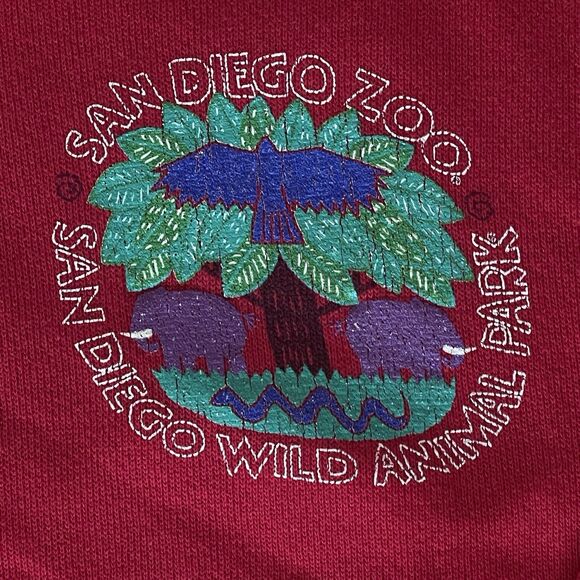 Vtg San Diego Zoo Wild Animal Park Crewneck Sweatshirt Front Back Logo Men M EUC - Picture 3 of 8